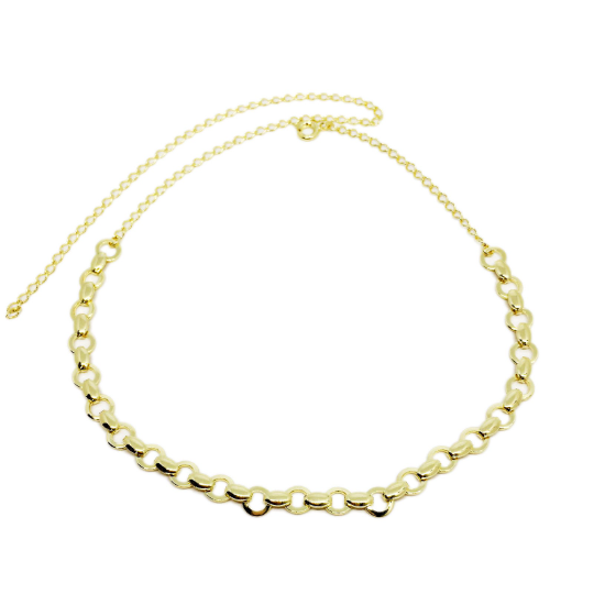 GoldFi 18k Gold Filled Fancy Style Rolo Chain Choker With Adjustable Length Up To 17. 5 Inches Wholesale Jewelry