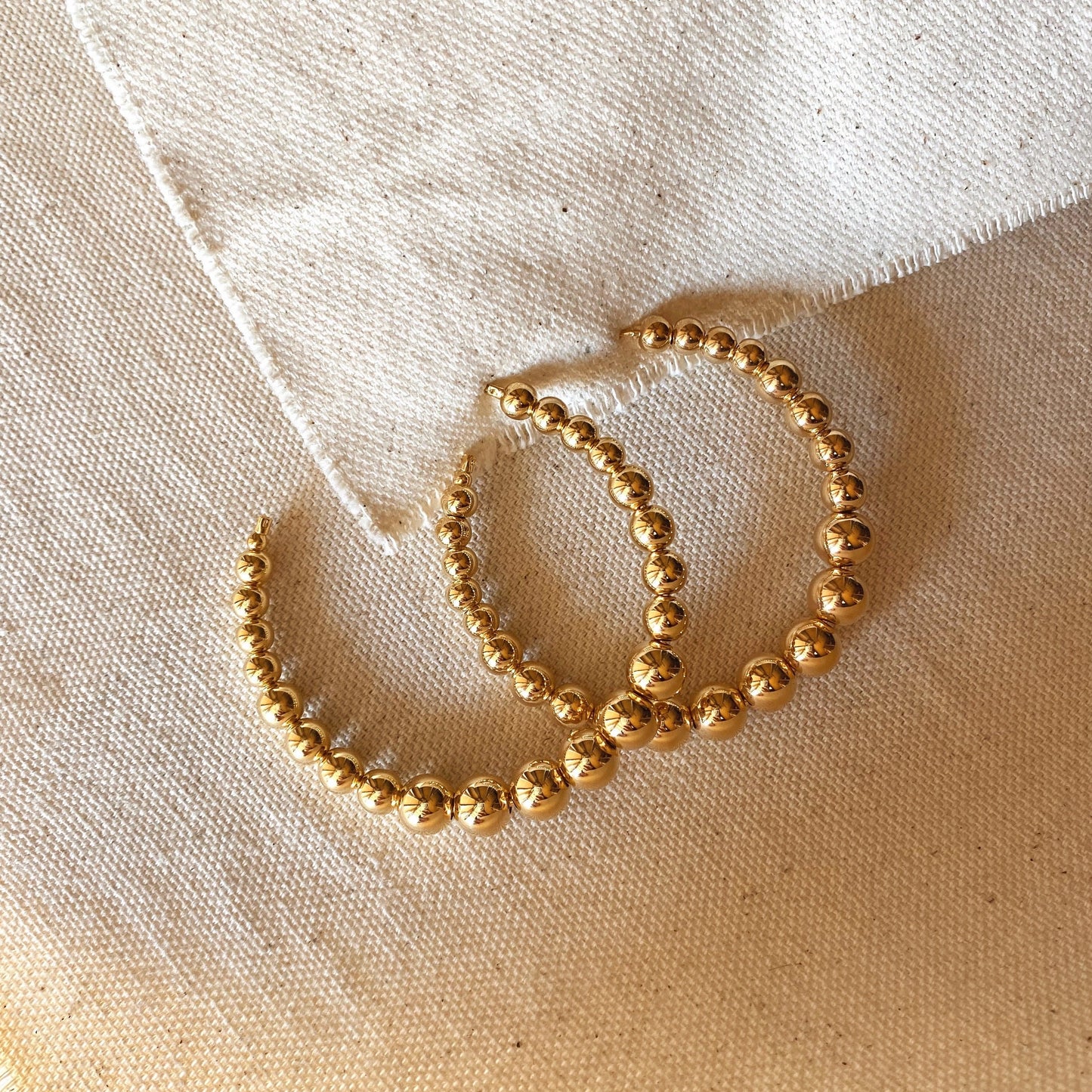 GoldFi 18k Gold Filled Gradient Beaded C Hoop Earrings