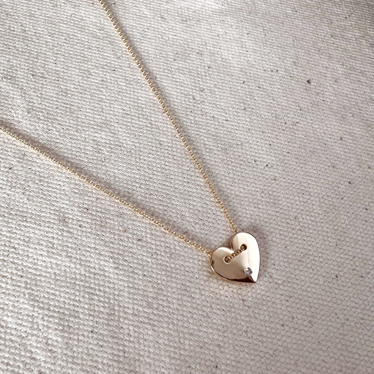 GoldFi 18k Gold Filled Heart Necklace With Cubic Zirconia Detail