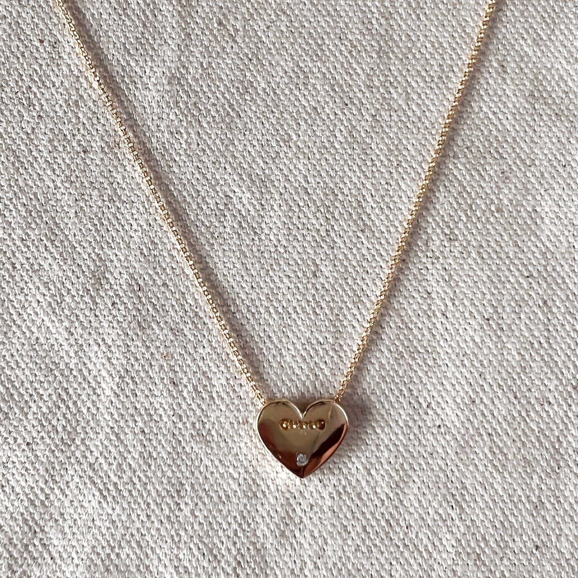 GoldFi 18k Gold Filled Heart Necklace With Cubic Zirconia Detail