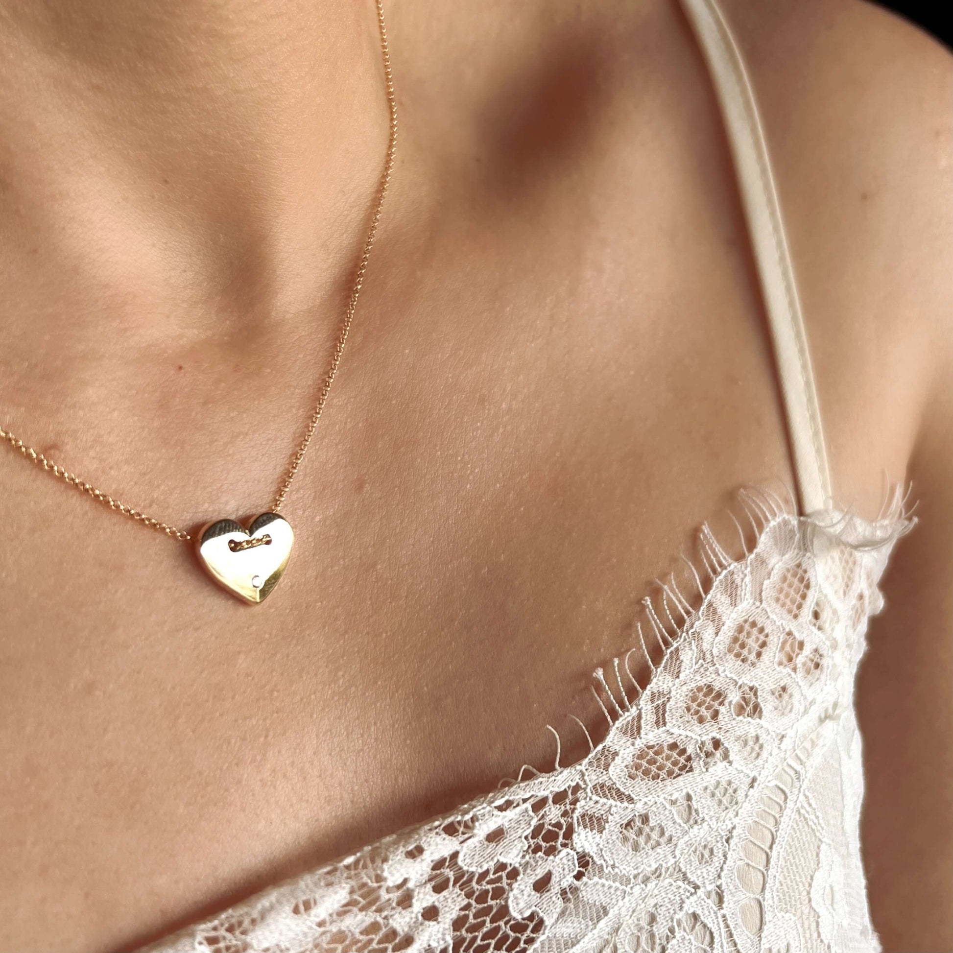 GoldFi 18k Gold Filled Heart Necklace With Cubic Zirconia Detail