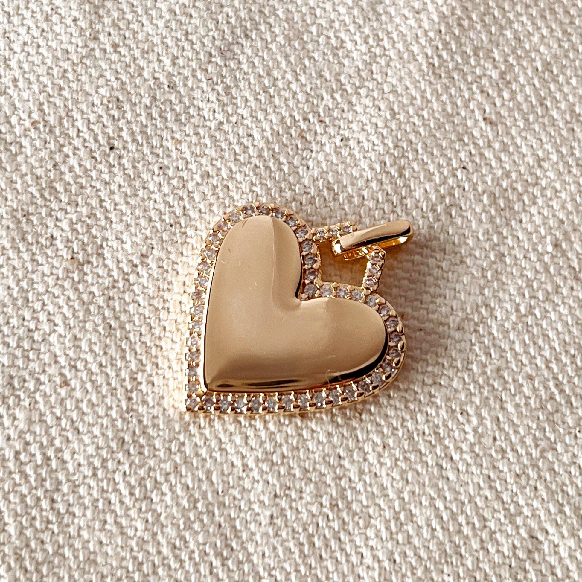 GoldFi 18k Gold Filled Heart Pendant With Cubic Zirconia Around