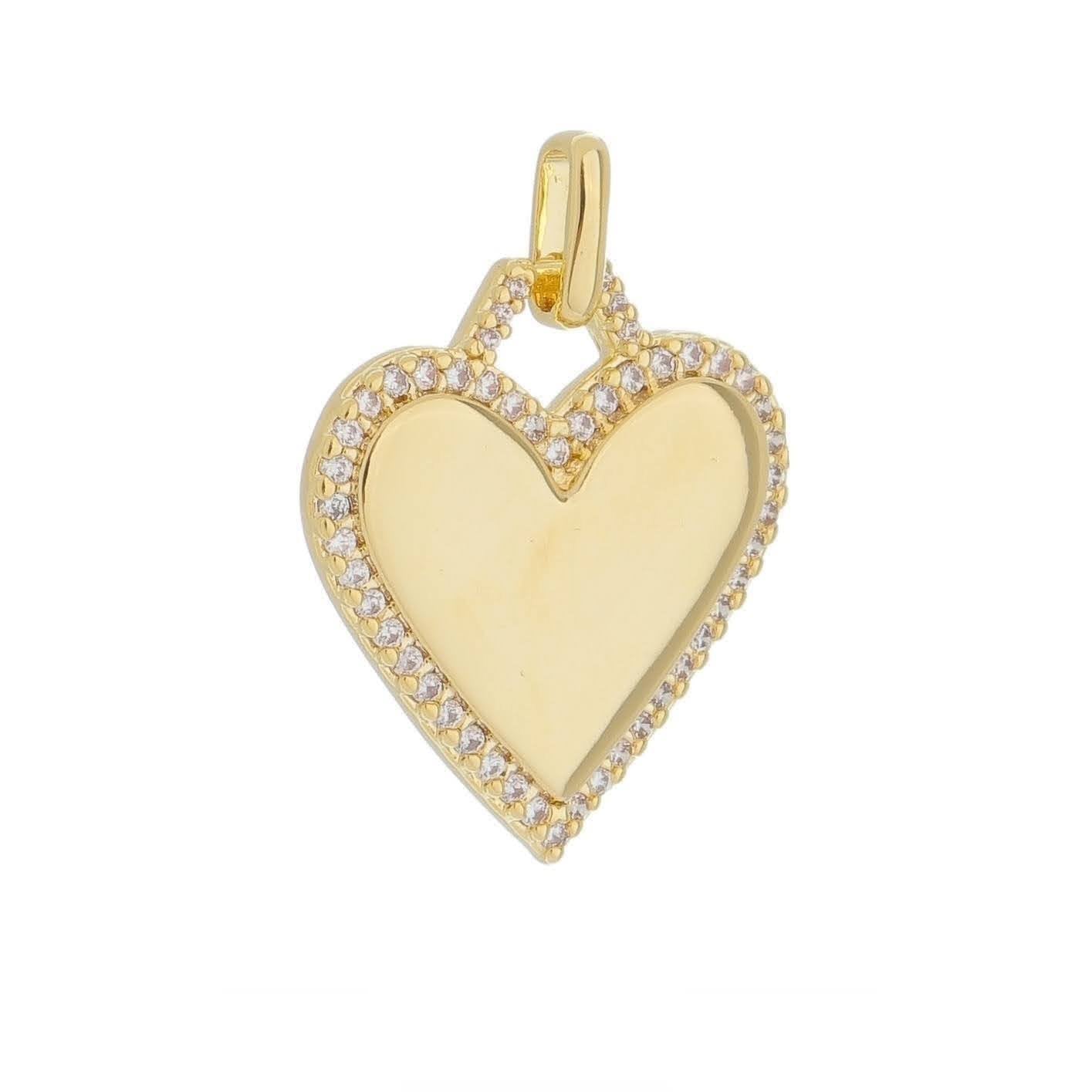 GoldFi 18k Gold Filled Heart Pendant With Cubic Zirconia Around