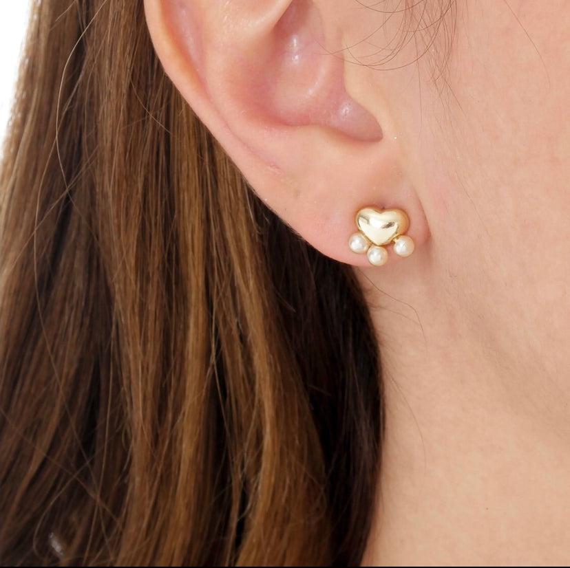 GoldFi 18k Gold Filled Heart Studs With Pearls