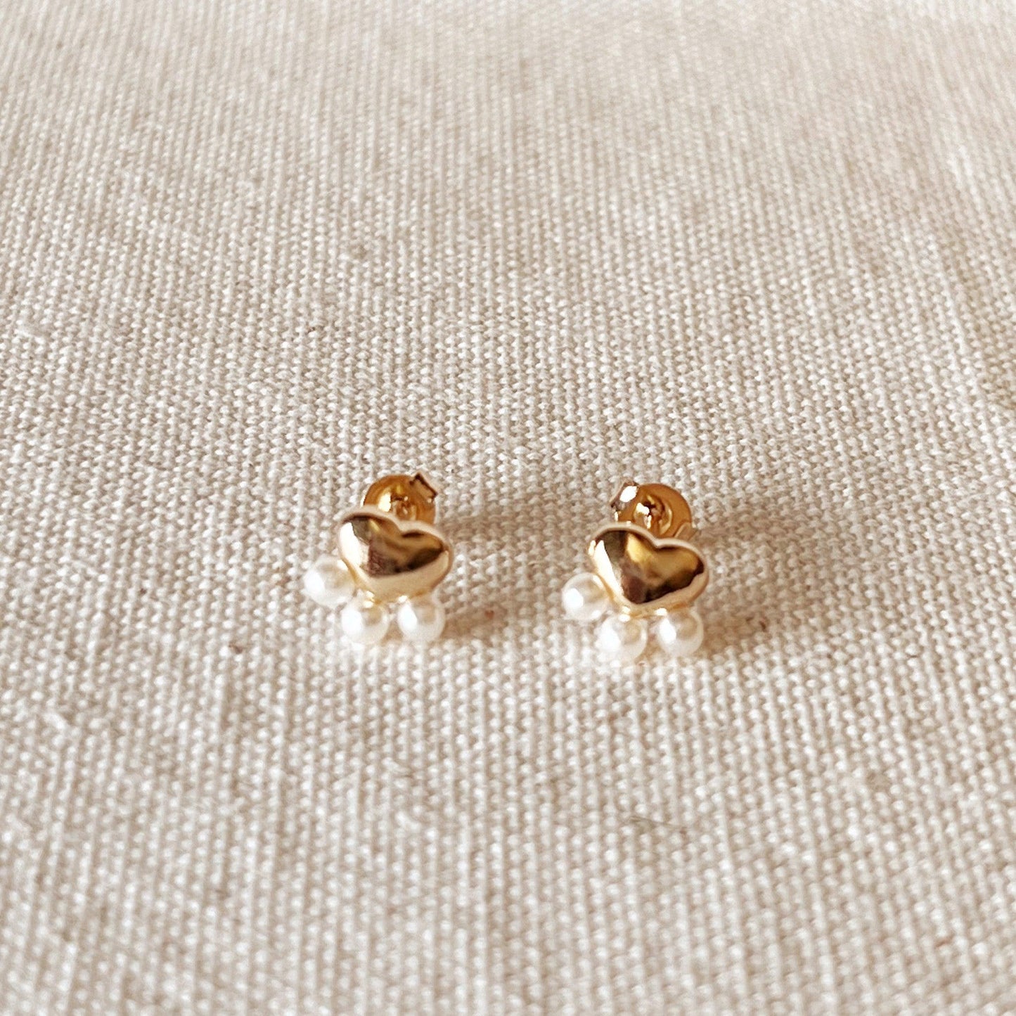 GoldFi 18k Gold Filled Heart Studs With Pearls