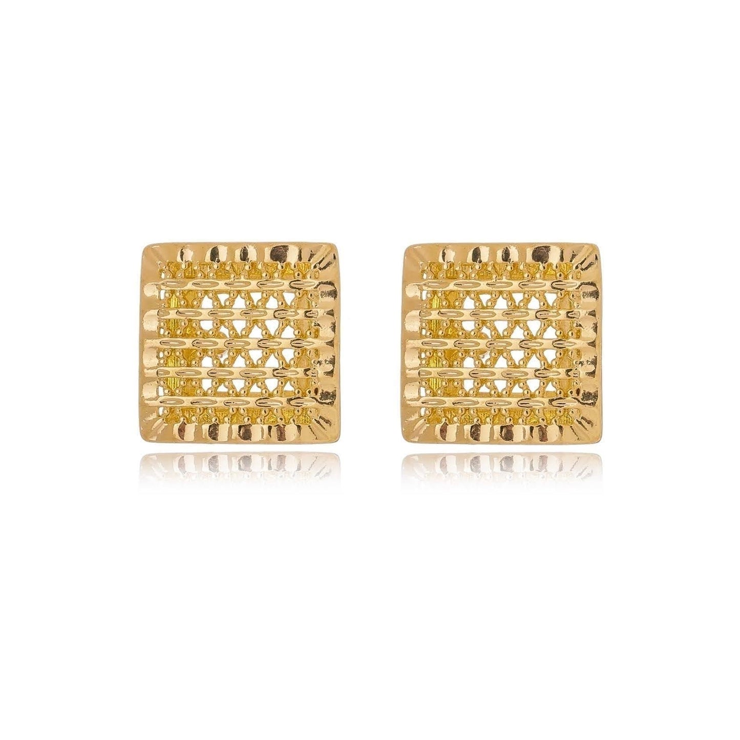 GoldFi 18k Gold Filled Hollowed Square Detailed Stud