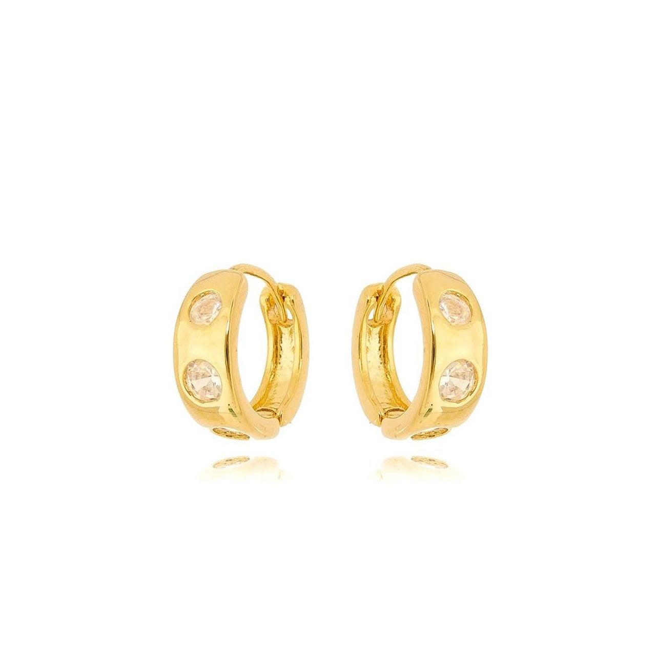 GoldFi 18k Gold Filled Huggie CZ Hoop Earrings