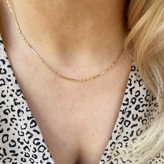 18k Gold Filled Interspersed Twisted Box Chain 1.0mm Thickness, Size Length 11", 16", 18" - Jewelry Making