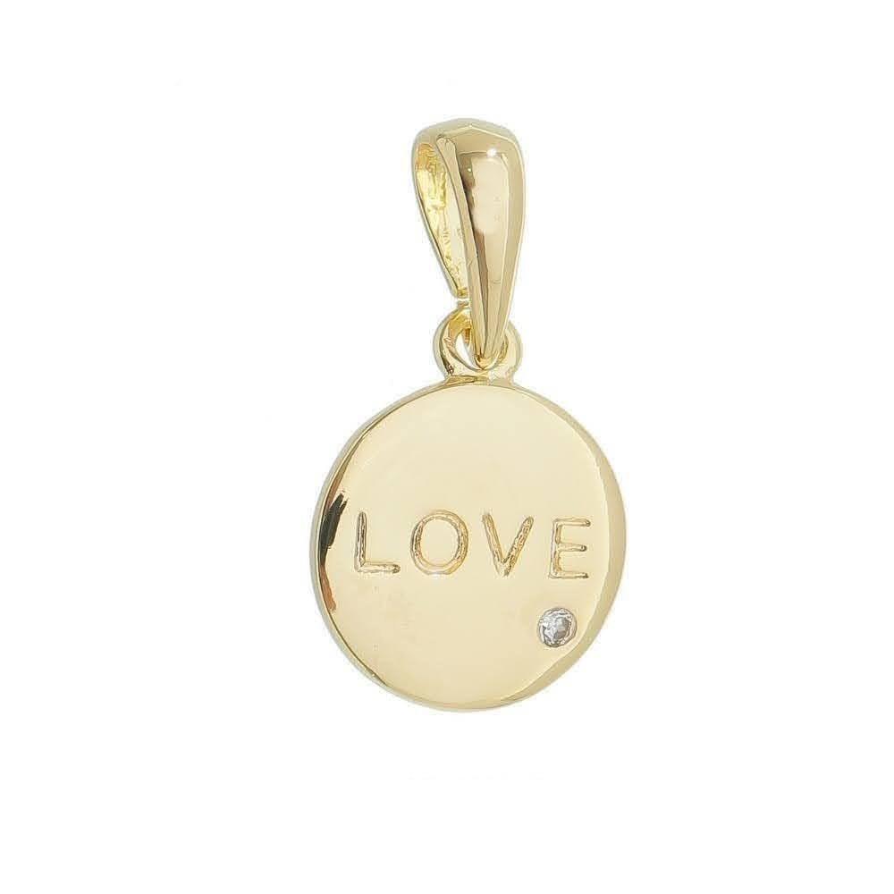 GoldFi 18k Gold Filled L.O.V.E. And Shiny Cubic Zirconia Detail Pendant