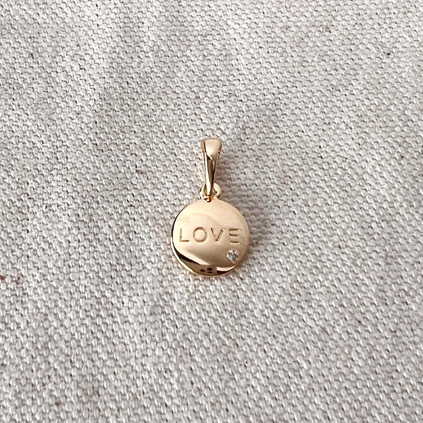 GoldFi 18k Gold Filled L.O.V.E. And Shiny Cubic Zirconia Detail Pendant