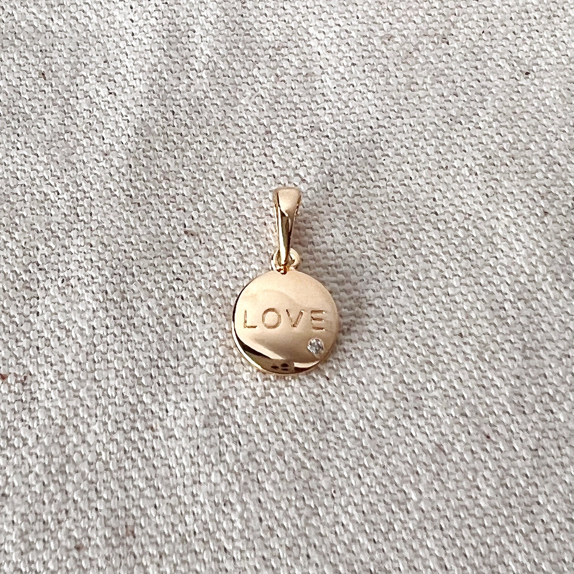 GoldFi 18k Gold Filled L.O.V.E. And Shiny Cubic Zirconia Detail Pendant