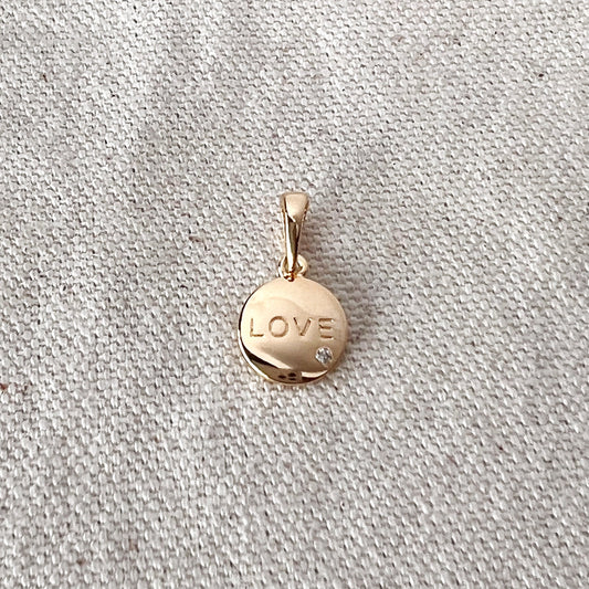GoldFi 18k Gold Filled L.O.V.E. And Shiny Cubic Zirconia Detail Pendant