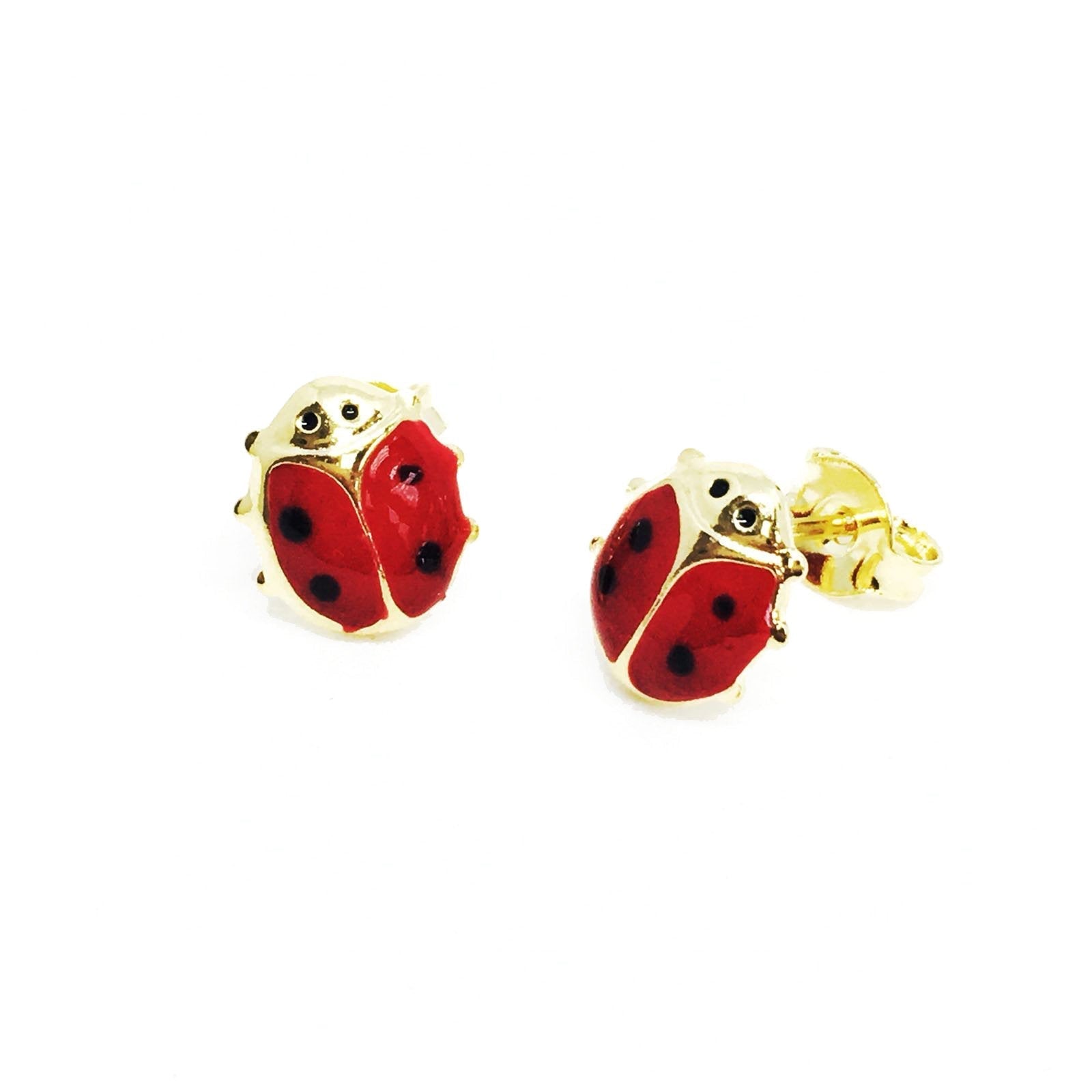 GoldFi 18k Gold Filled Ladybug Enamel Earrings Pendant