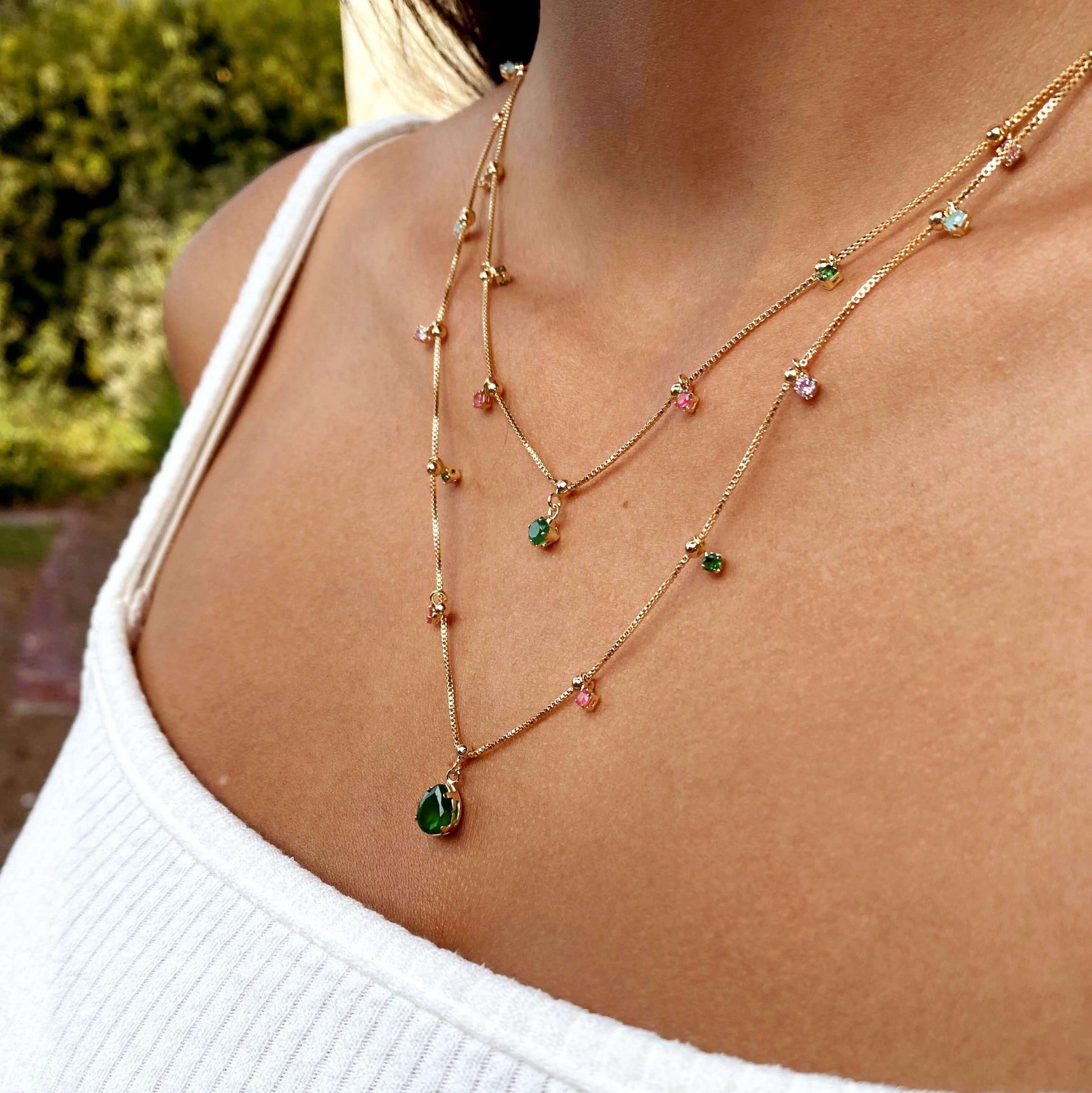 GoldFi 18k Gold Filled Layered Necklace Details In Cubic Zirconia Stones