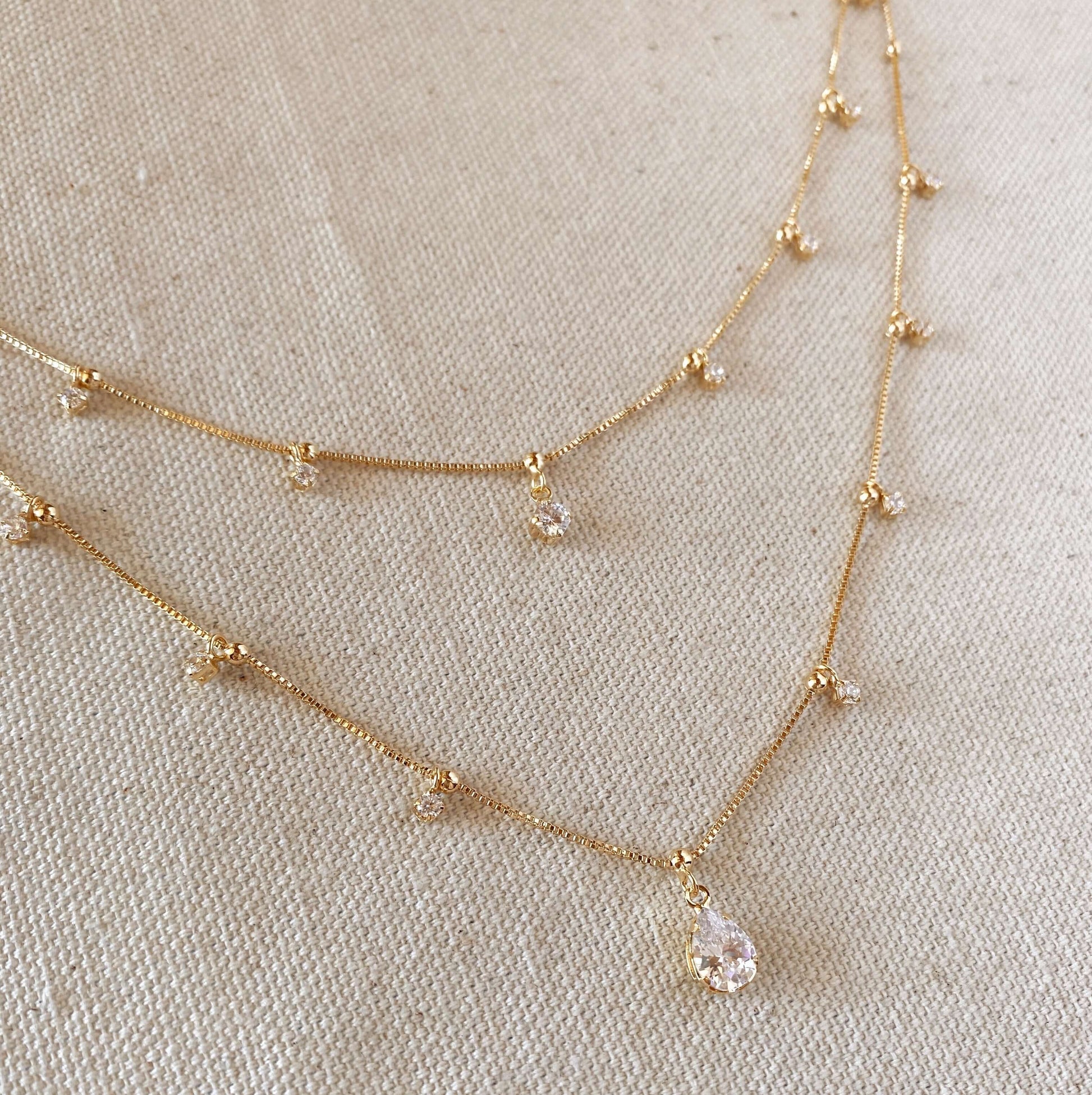 GoldFi 18k Gold Filled Layered Necklace Details In Cubic Zirconia Stones