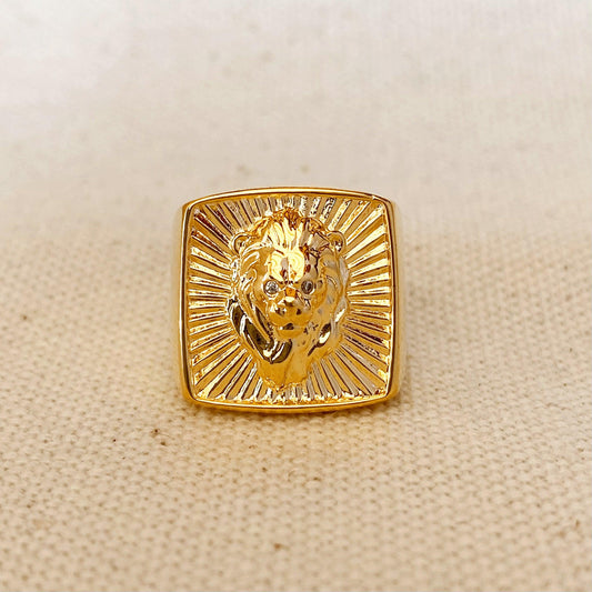 GoldFi 18k Gold Filled Lioness Signet Ring