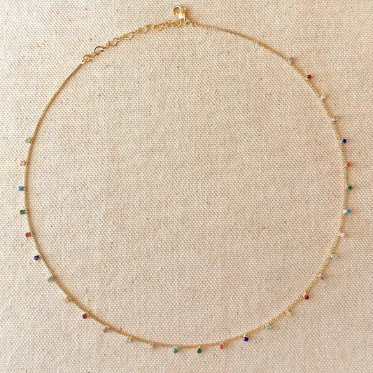 GoldFi 18k Gold Filled Micro Cubic Zirconia Colored Stones Necklace