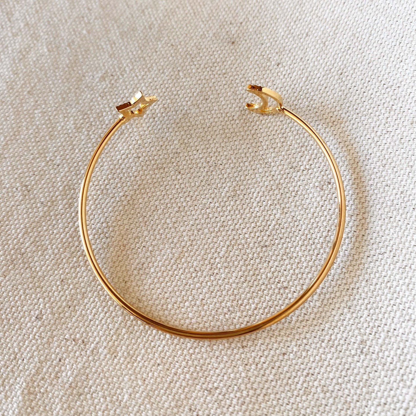 GoldFi 18k Gold Filled Moon and Star Cuff Bracelet