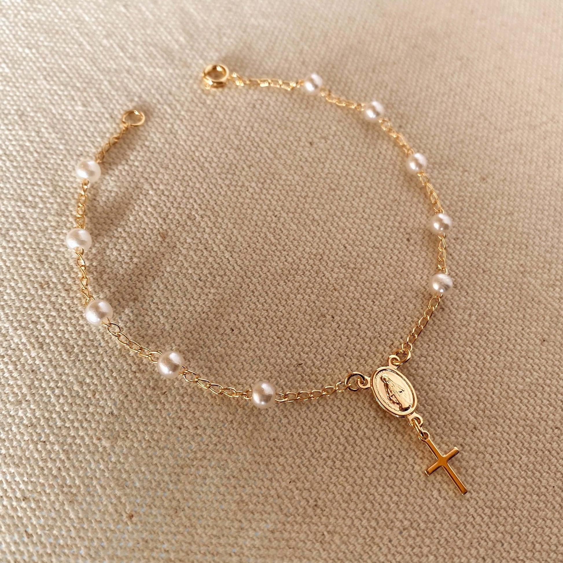 GoldFi 18k Gold Filled Pearl Rosary Bracelet