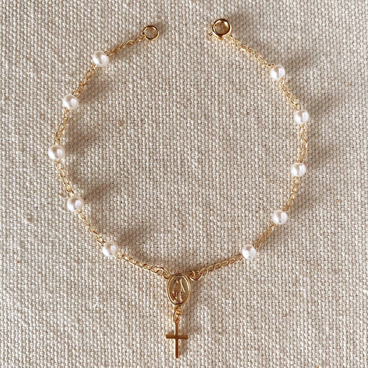 GoldFi 18k Gold Filled Pearl Rosary Bracelet