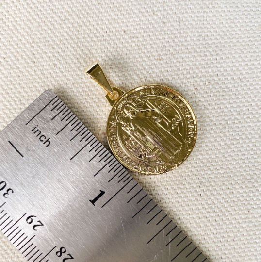 GoldFi 18k Gold Filled Pendant of Saint Benedict