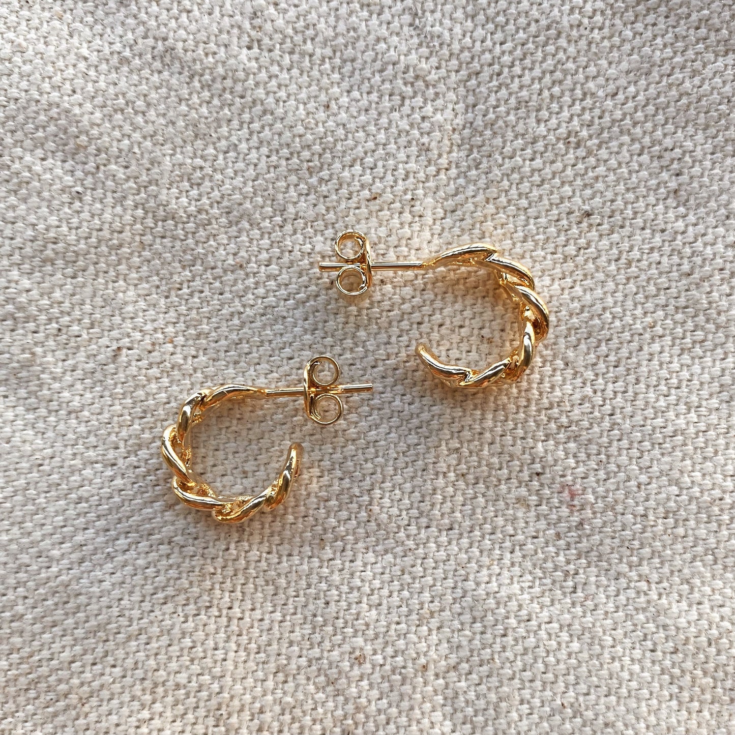 GoldFi 18k Gold Filled Petite Cuban Link Chain C-Hoop Earrings