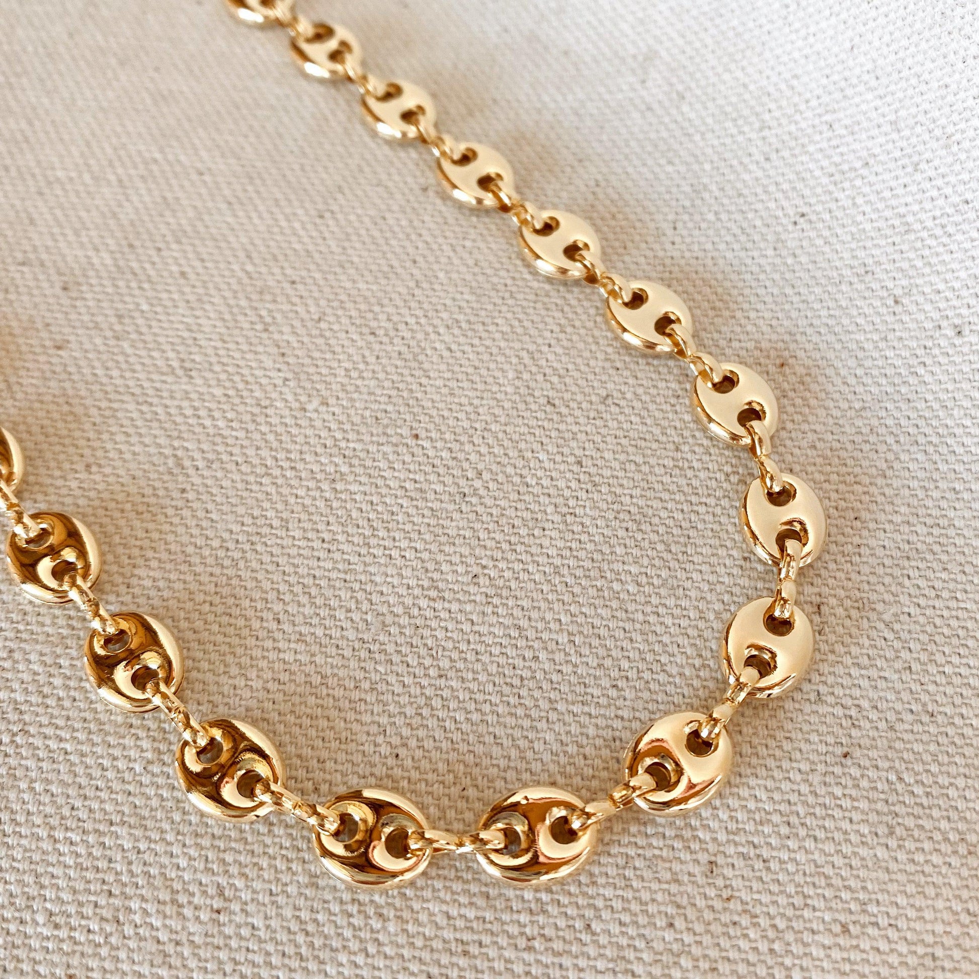 GoldFi 18k Gold Filled Puffy Mariner Choker Featuring Unique Chain Extender