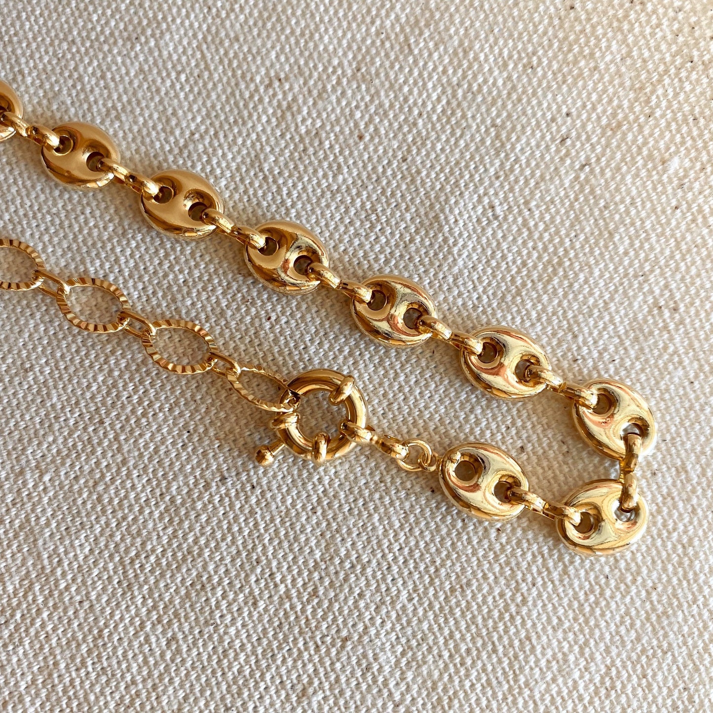 GoldFi 18k Gold Filled Puffy Mariner Choker Featuring Unique Chain Extender