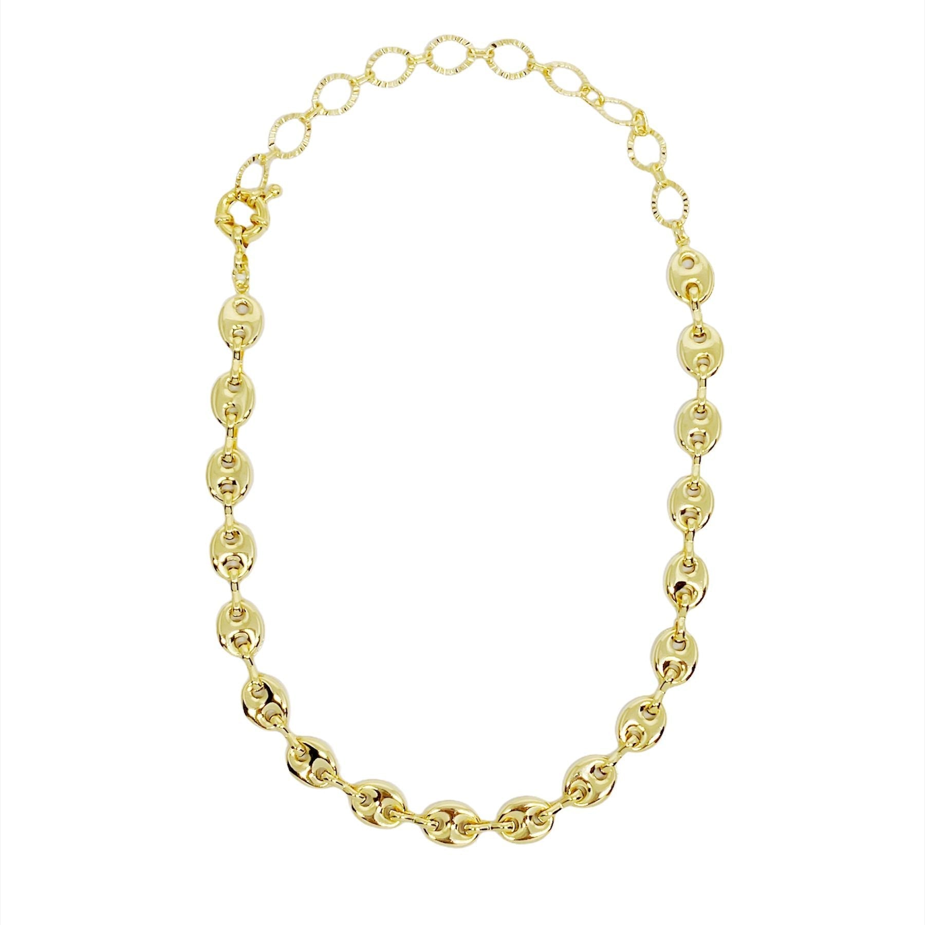 GoldFi 18k Gold Filled Puffy Mariner Choker Featuring Unique Chain Extender