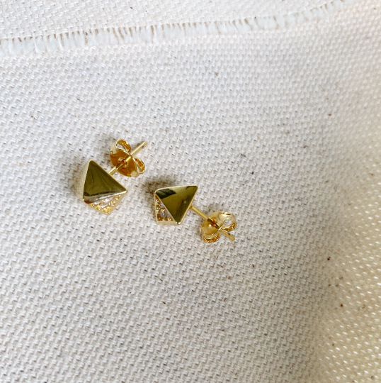 GoldFi 18k Gold Filled Pyramid Detail Cubic Zirconia Stud Earrings Wholesale Jewelry Supply