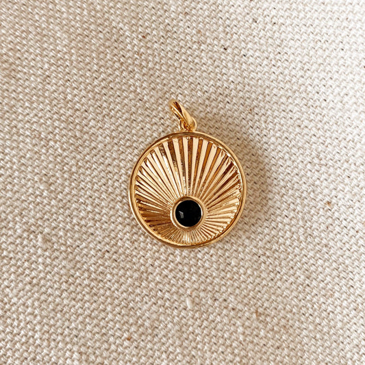 GoldFi 18k Gold Filled Radial Arrangement Plate Pendant With Detail Color Cubic Zircon Stone