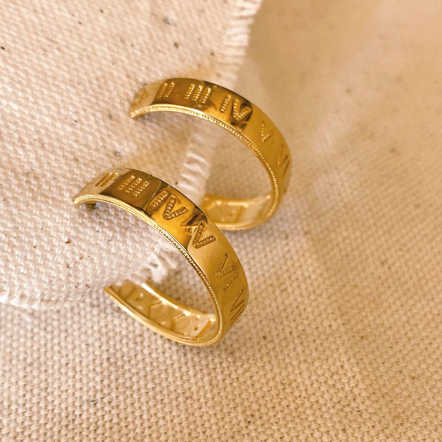 GoldFi 18k Gold Filled Roman Numerals C Hoop Earrings