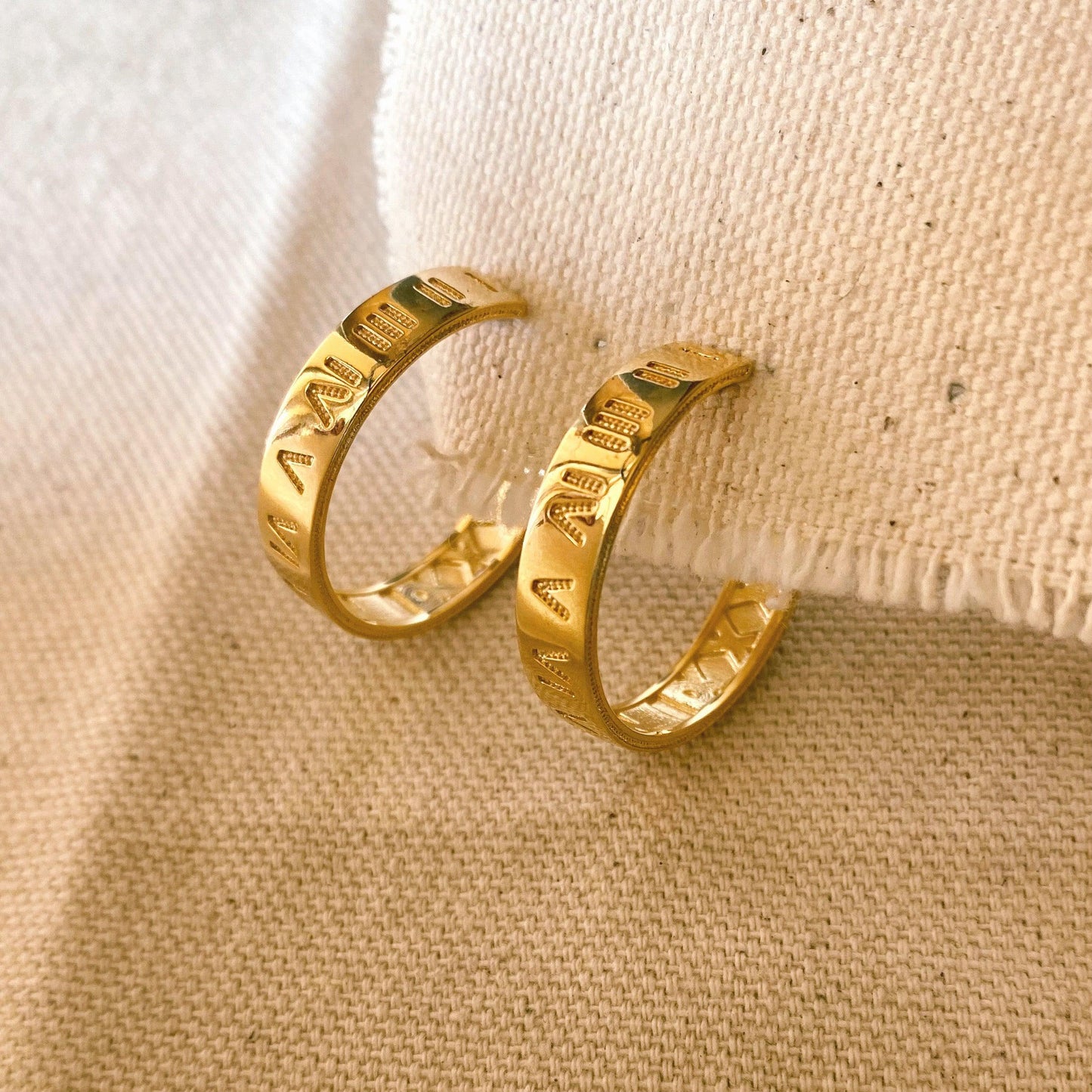 GoldFi 18k Gold Filled Roman Numerals C Hoop Earrings