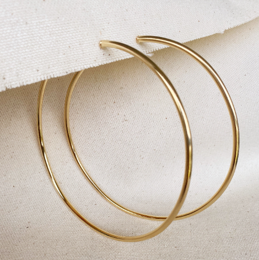 GoldFi 18k Gold Filled Selena Big Plain Hoop Earrings Thick Tube