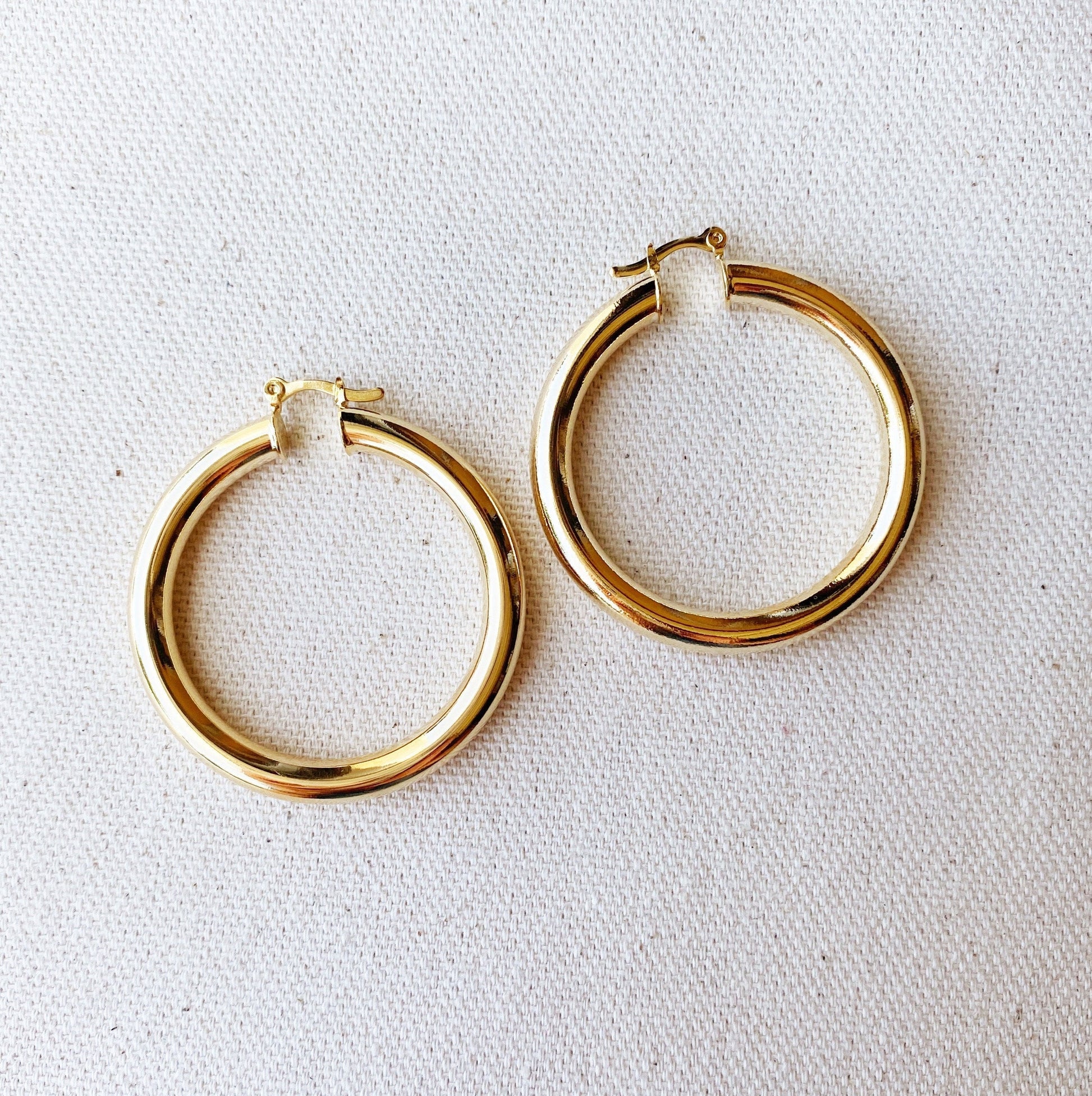 GoldFi 18k Gold Filled Selena Inspired Hoop Earrings 44 mm Diameter