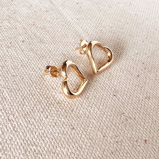 GoldFi 18k Gold Filled Silhouette Heart Stud Earrings