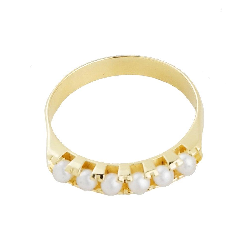 GoldFi 18k Gold Filled Small Synthetic Pearls Ring