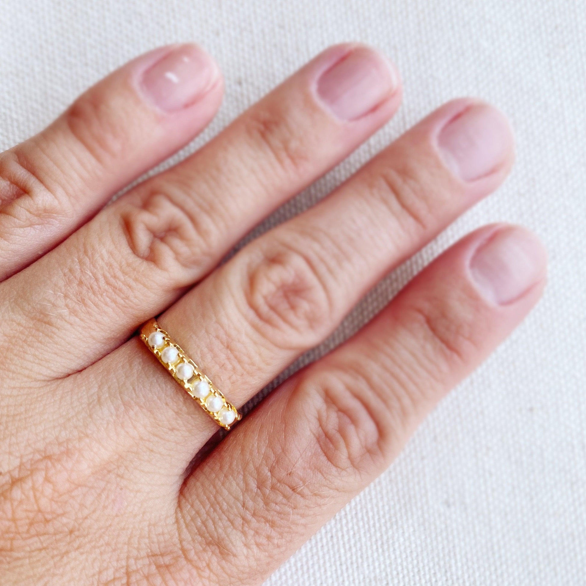 GoldFi 18k Gold Filled Small Synthetic Pearls Ring