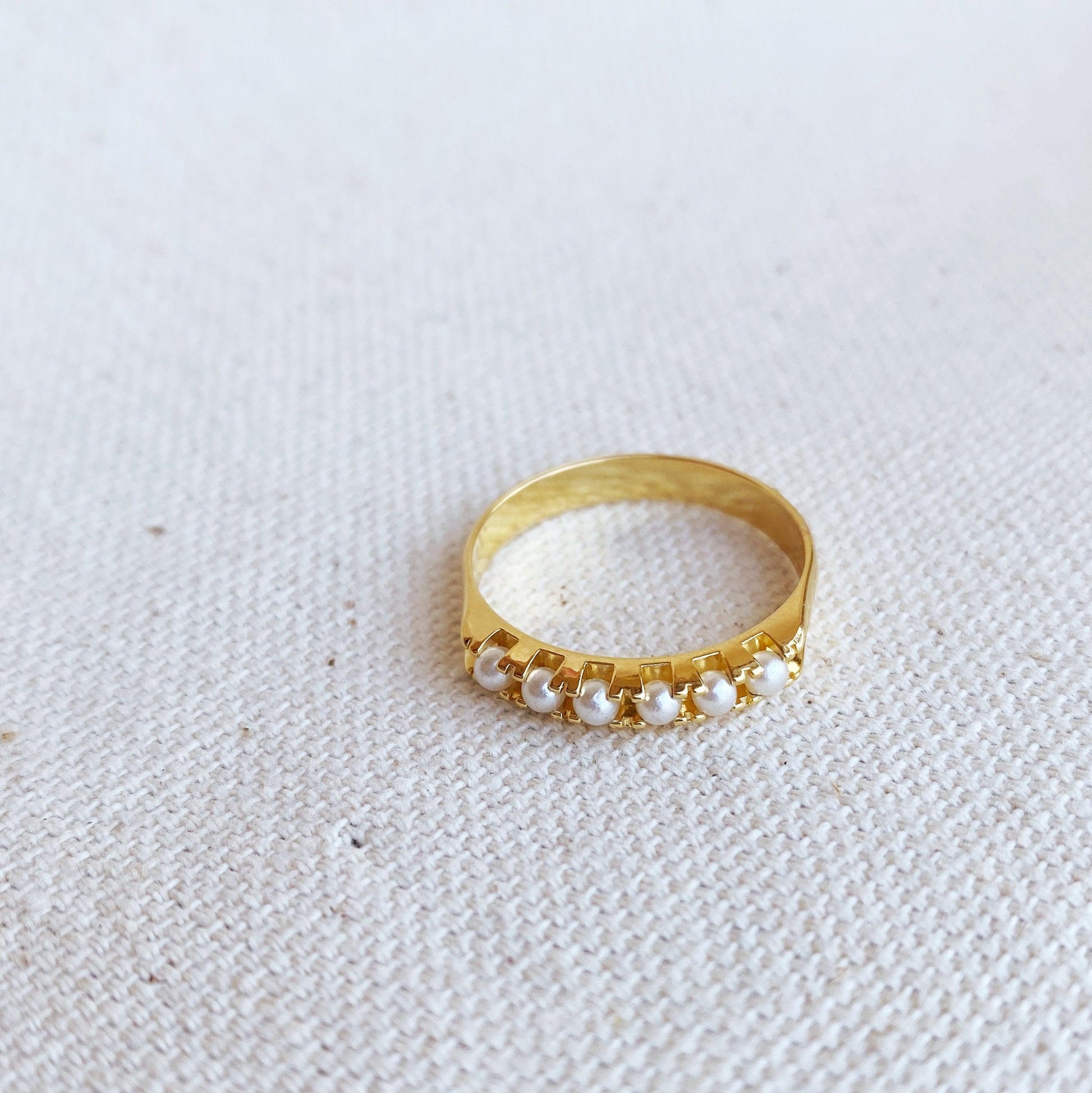 GoldFi 18k Gold Filled Small Synthetic Pearls Ring