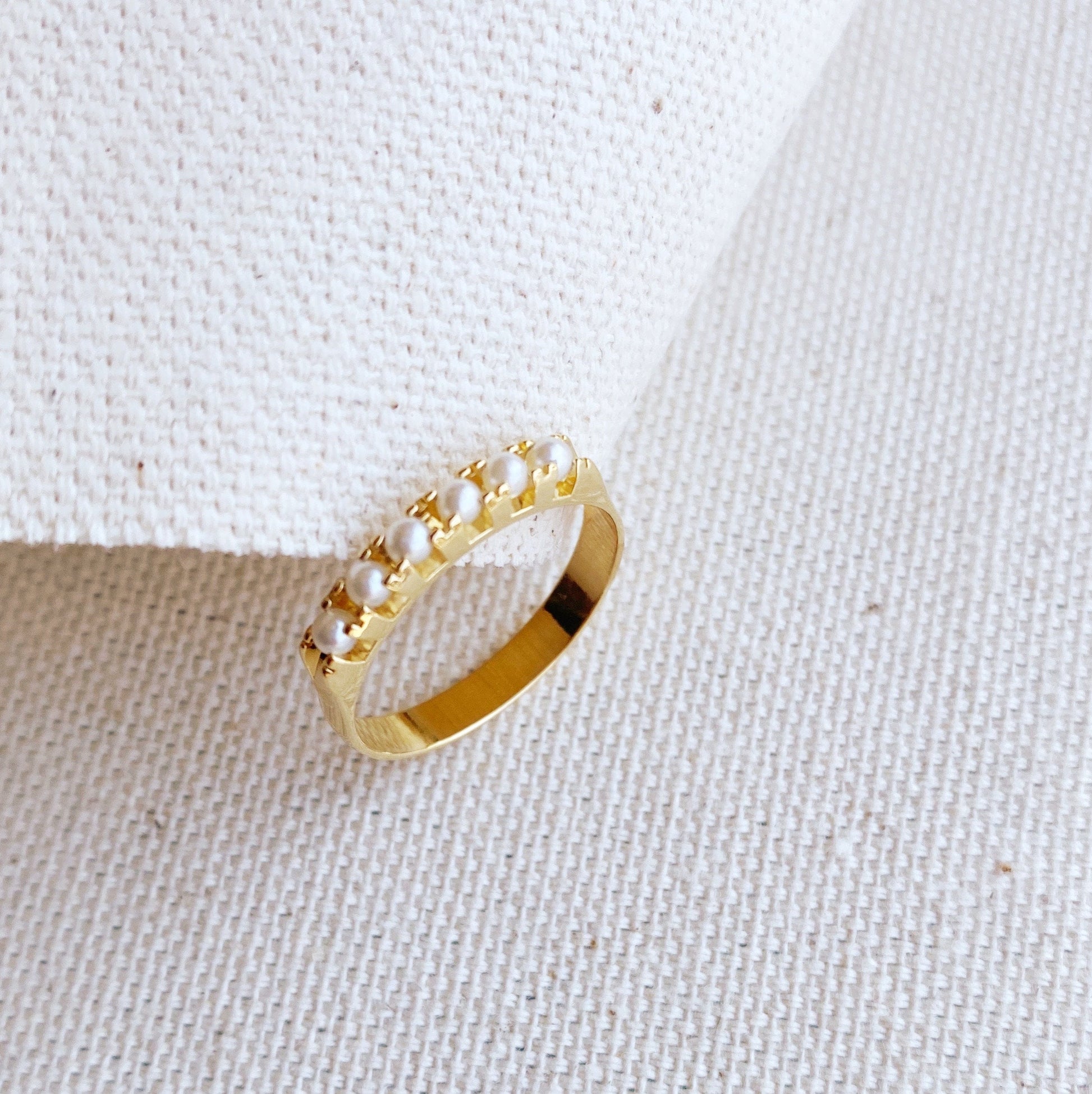 GoldFi 18k Gold Filled Small Synthetic Pearls Ring