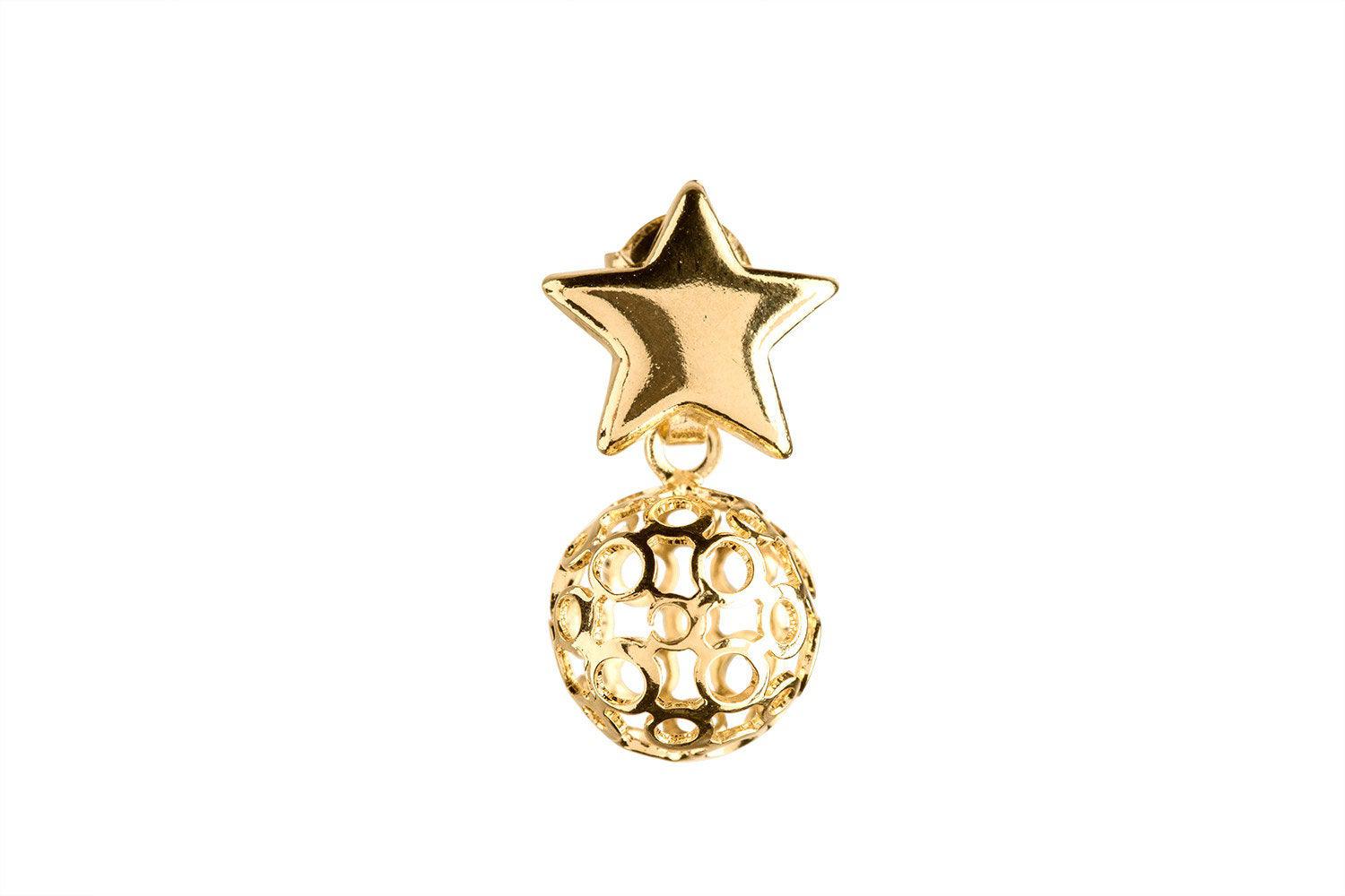 GoldFi 18k Gold Filled Star Hallowed Ball Earrings for Wholesale and Jewelry Supplies