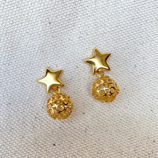 GoldFi 18k Gold Filled Star Hallowed Ball Earrings for Wholesale and Jewelry Supplies