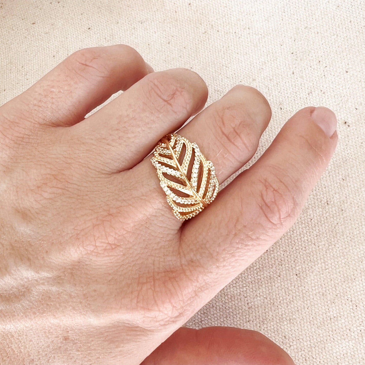 GoldFi 18k Gold Filled Statement Leaf Ring