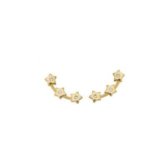 GoldFi 18k Gold Filled Three Stars Ear Climber Style Earrings