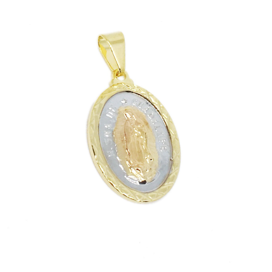 GoldFi 18k Gold Filled Tricolor Lady of Guadalupe Pendant In Gold, Rhodium and Rose Gold For Wholesale Jewelry Making Supplies