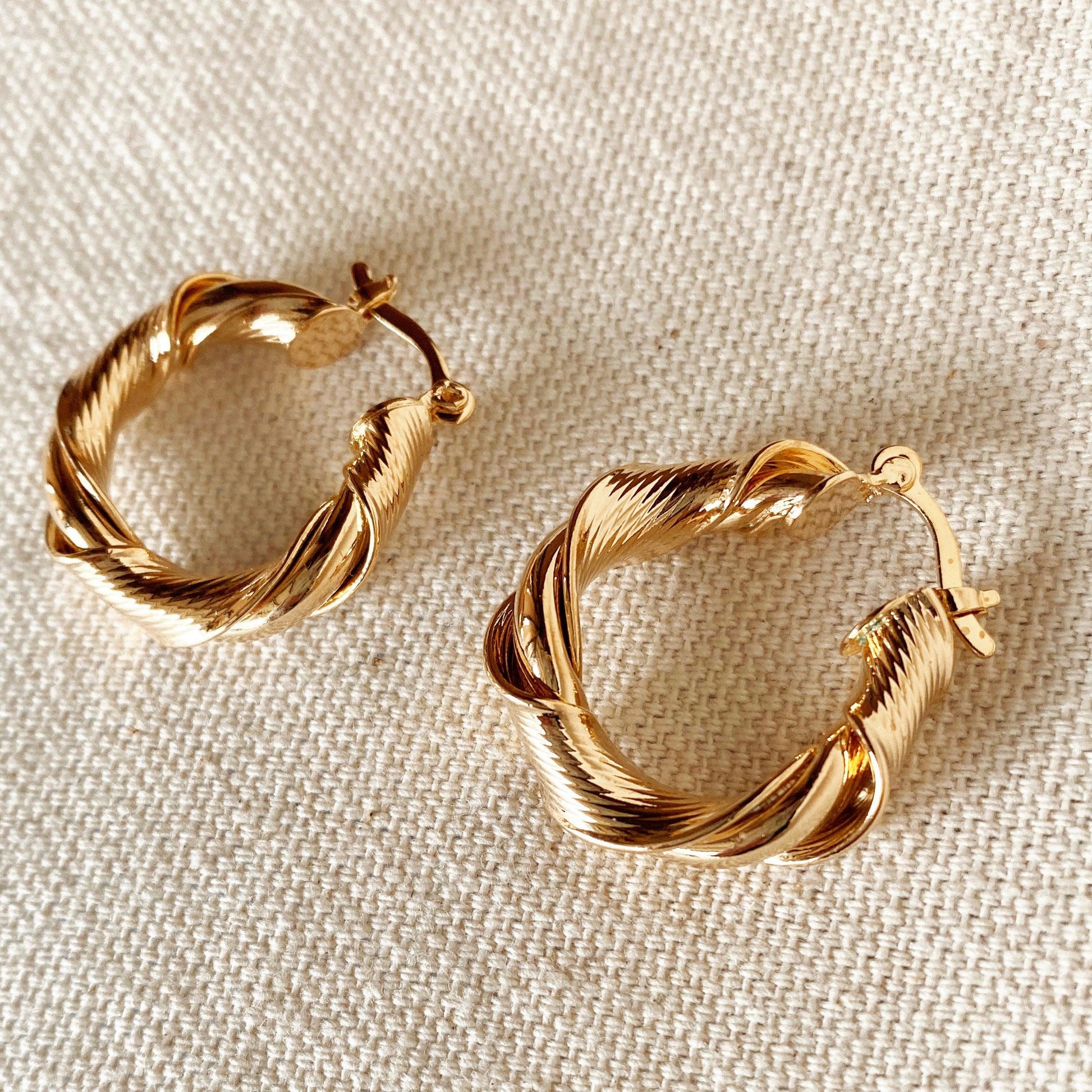 GoldFi 18k Gold Filled Twisted Hoop Earrings