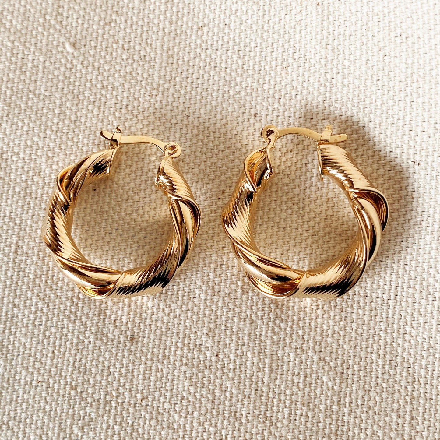 GoldFi 18k Gold Filled Twisted Hoop Earrings