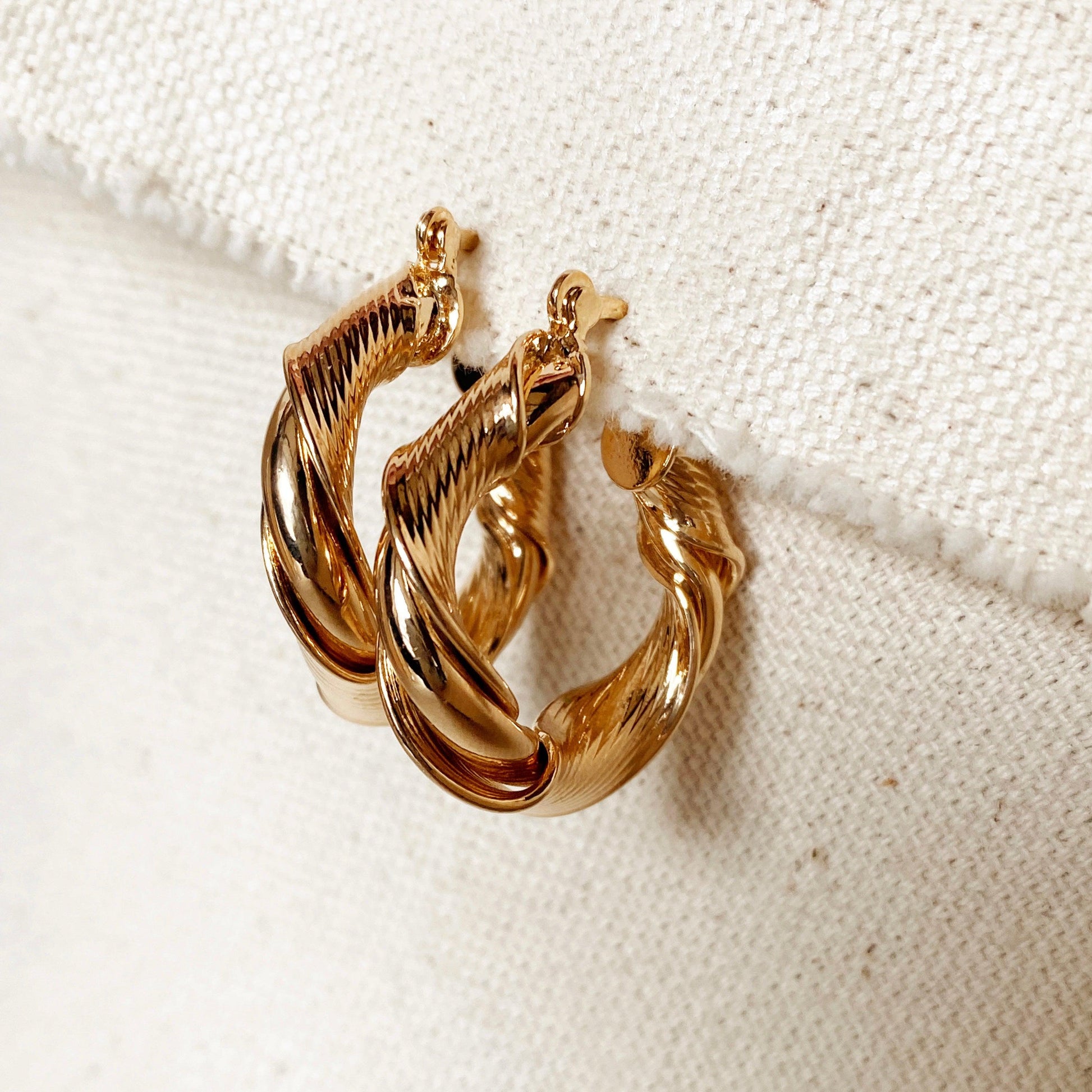 GoldFi 18k Gold Filled Twisted Hoop Earrings