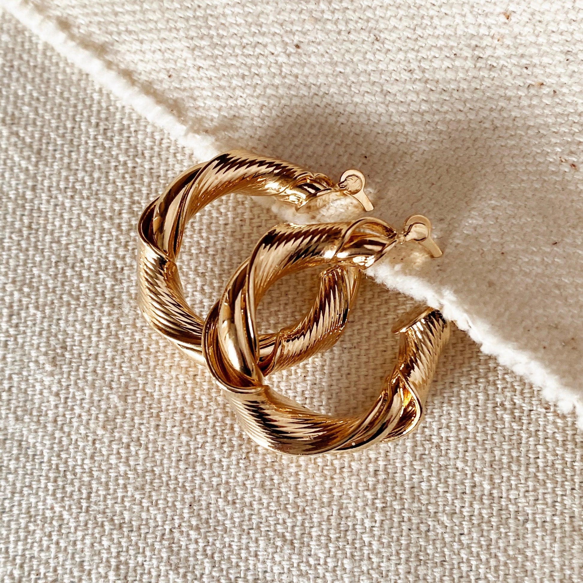 GoldFi 18k Gold Filled Twisted Hoop Earrings