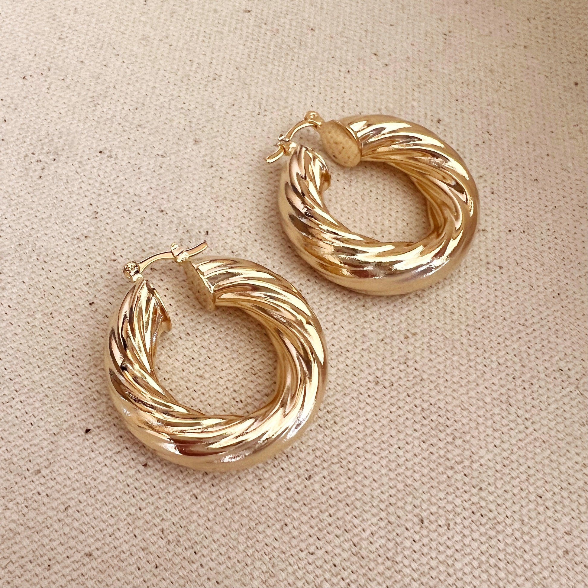 GoldFi 18k Gold Filled Twisted Selena Inspired Hoop